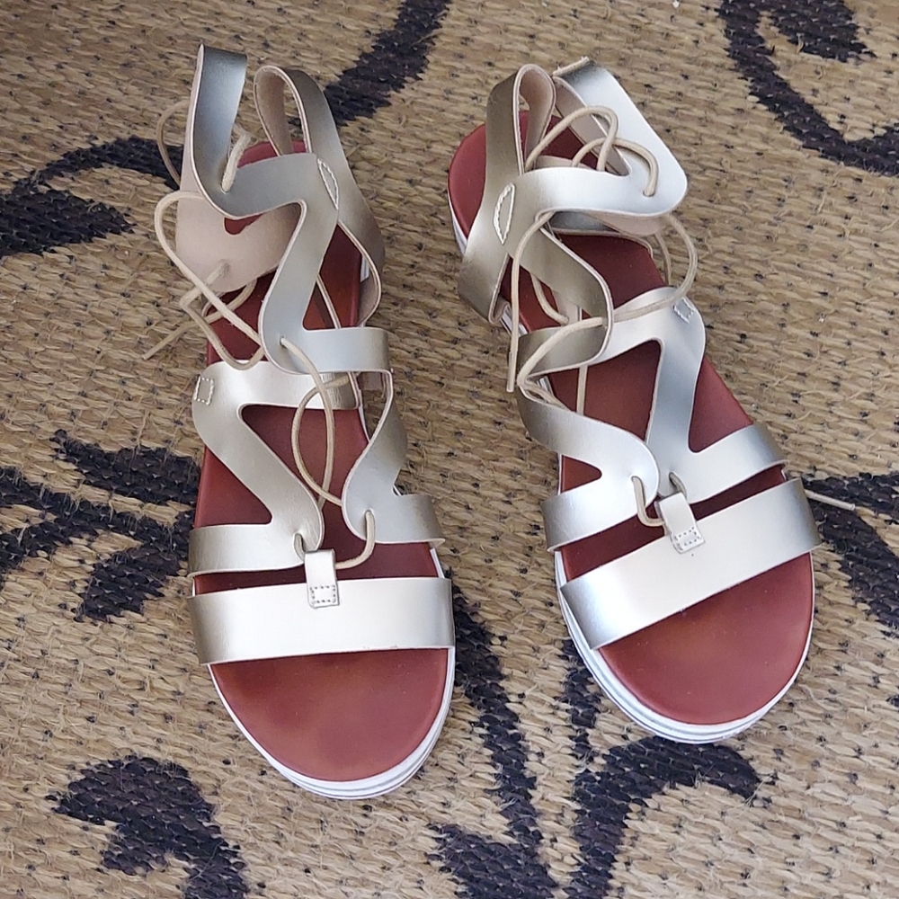 Gold Sandles Ankle Strap